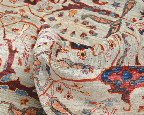 9x12 Gray Aryana Afghan Hand Knotted Veg Dye Wool Area Rug